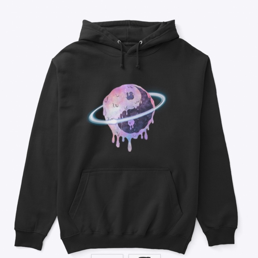 drippy saturn yin yang hoodie